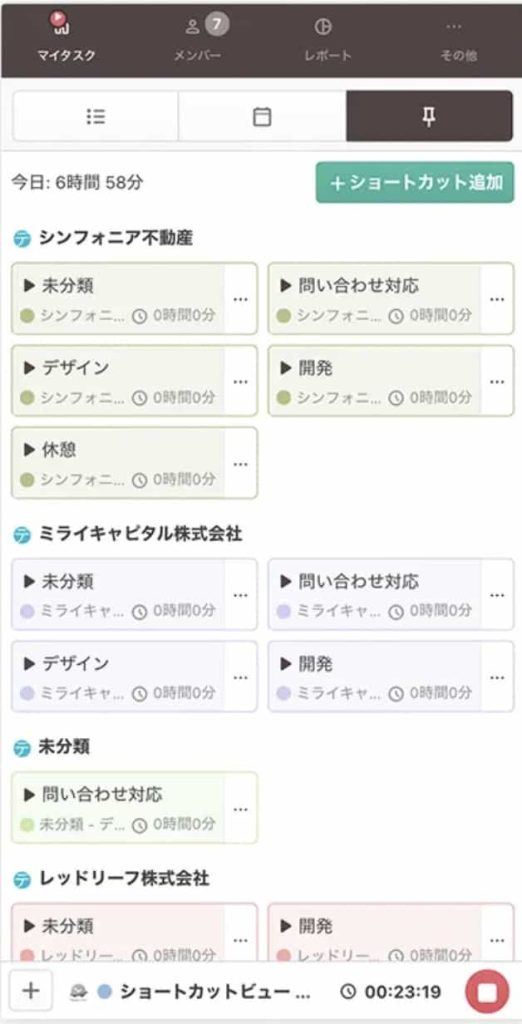 タイムクラウド ショートカットビュー