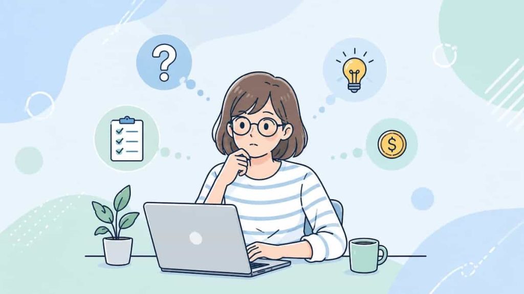 フリーランス女性がPCに向かって作業をしている